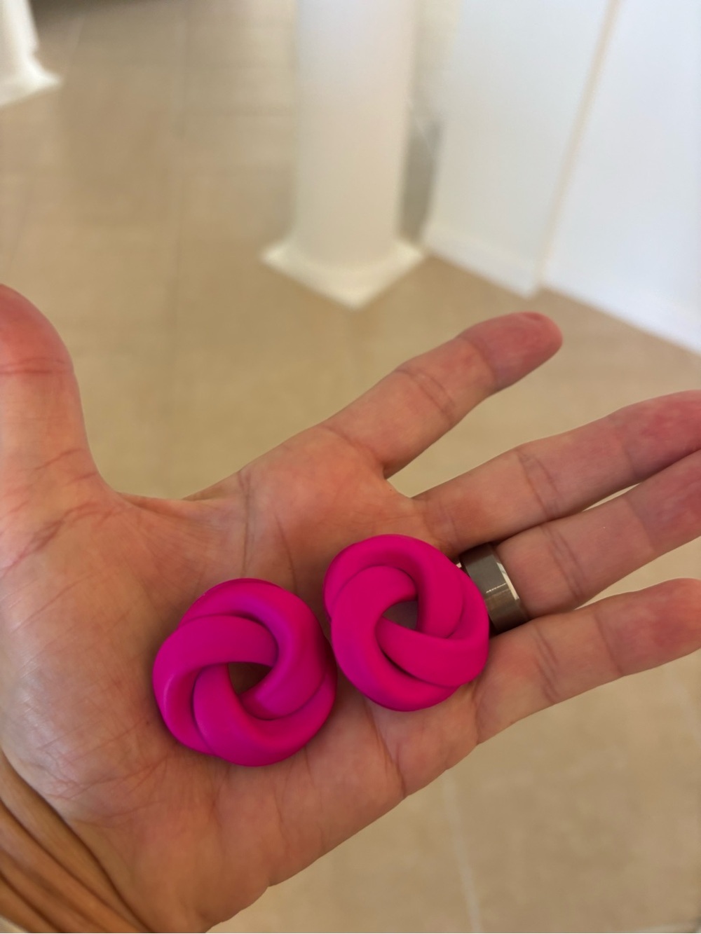 Bright Pink Knot Stud Earrings - Women's Accessories